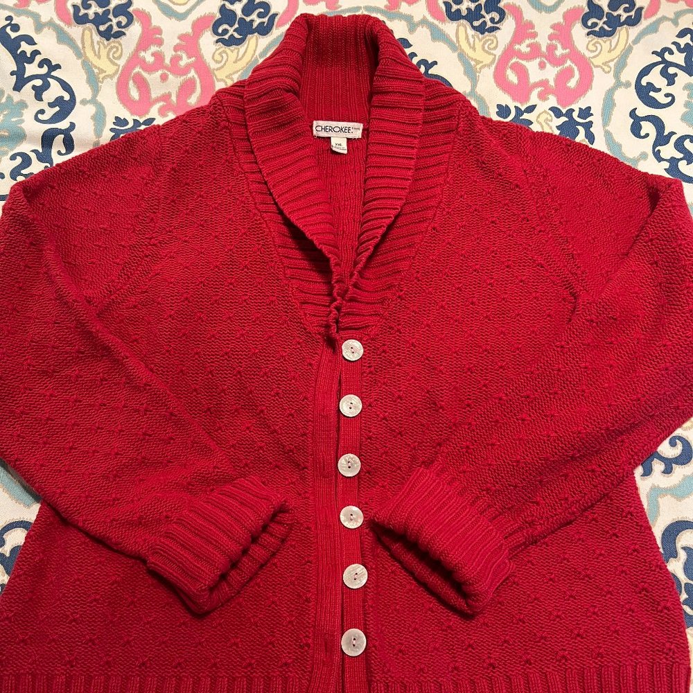 Cozy Oversize Burnt Red Cardigan Sweater Sz M